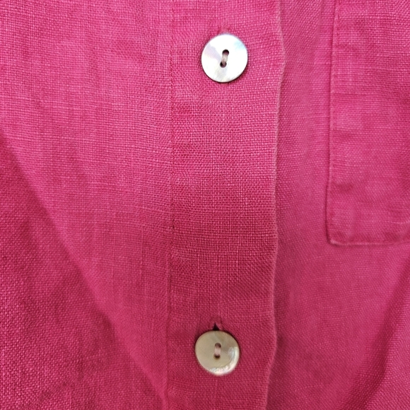Rails Women's Linen Raspberry Pink Short-Sleeve Mackinley Button-Down Shirt, S - Picture 9 of 14